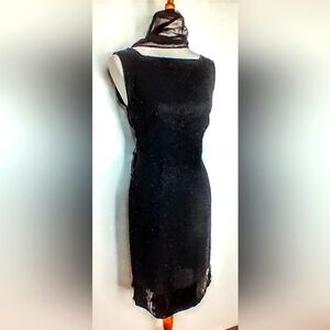 RETRO BEAD AND SEQUIN COCKTAIL DRESS AND SHAWL